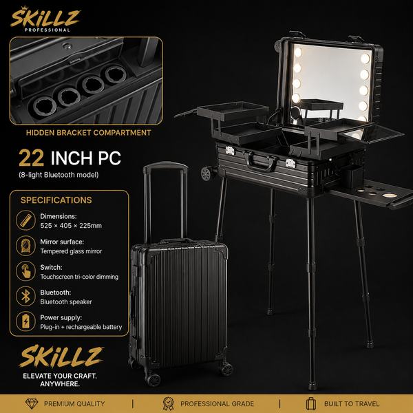 Skillz Professional Portable Barber Station (22-inch LED Edition)